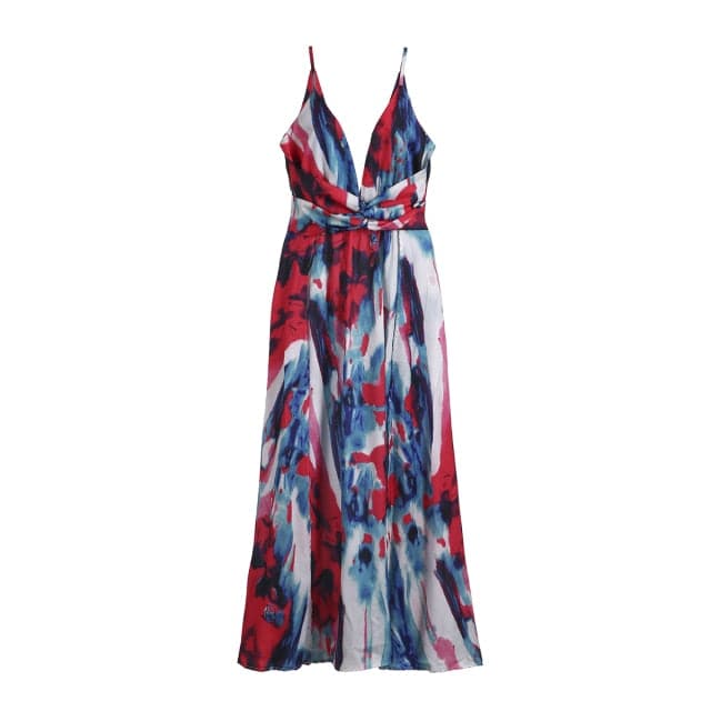 Sling Long Dresses Arrival Summer V-neck Sleeveless Party Beach Floarl Print Maxi Dress Sundress