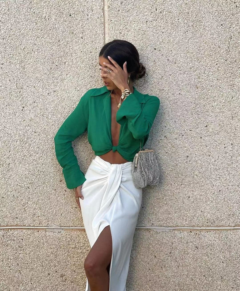 V Neck Streetwears Blouses