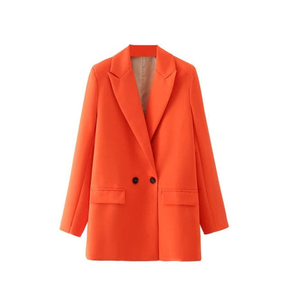 Blazer Jacket Color Double-breasted Pocket Decorative Coat