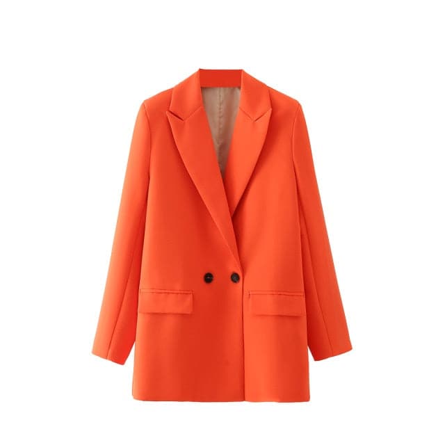 Blazer Jacket Color Double-breasted Pocket Decorative Coat