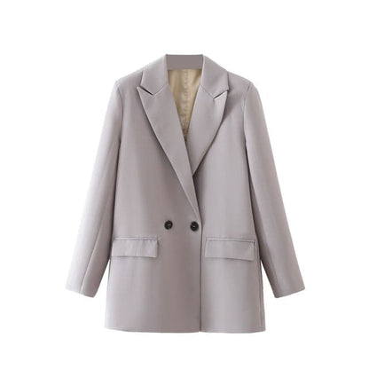 Blazer Jacket Color Double-breasted Pocket Decorative Coat