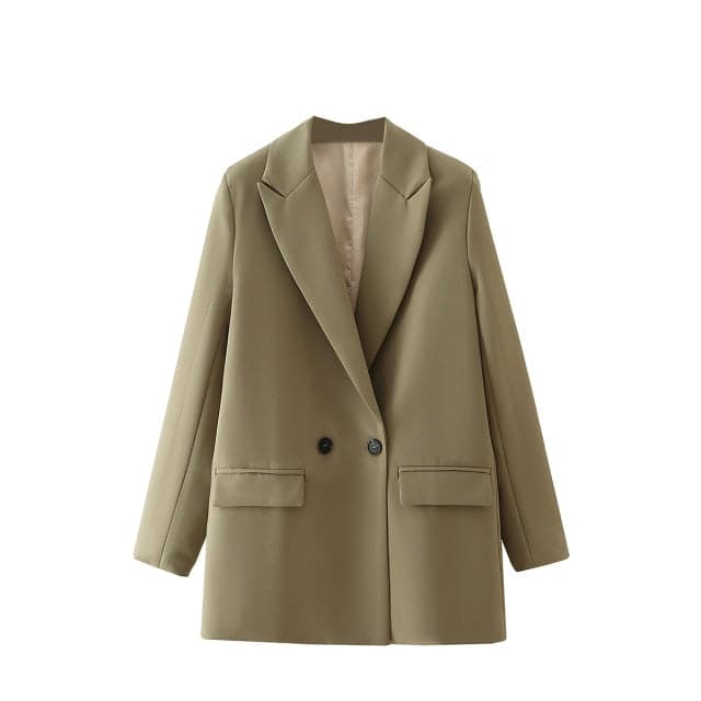 Blazer Jacket Color Double-breasted Pocket Decorative Coat