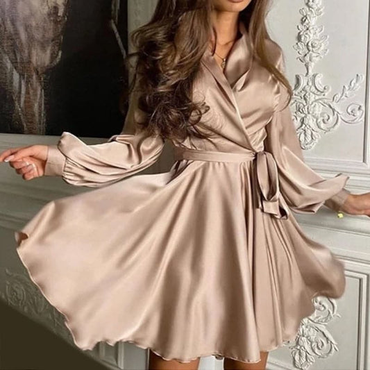 Satin Sashes a Line Mini Dress