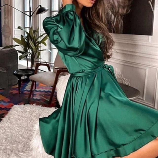 Satin Sashes a Line Mini Dress