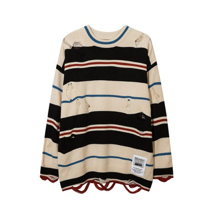 Distressed Striped Sweater