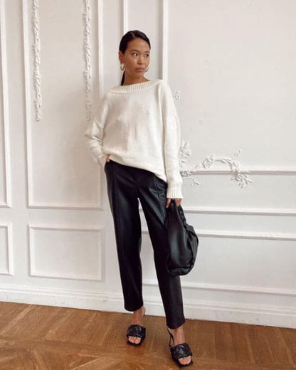 Spliced Pu Leather Pants