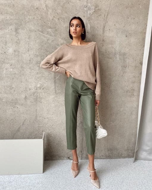 Spliced Pu Leather Pants