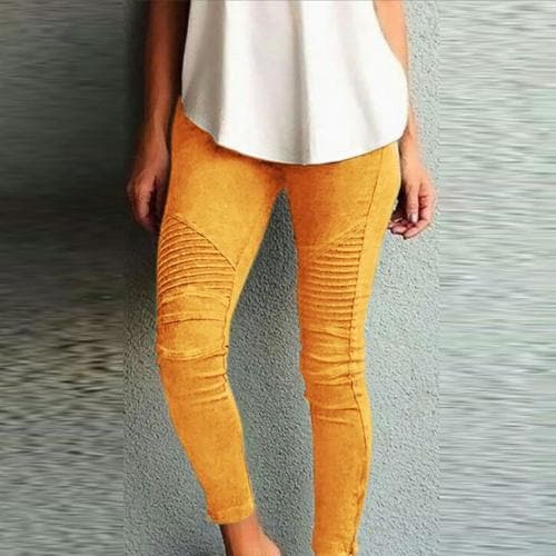 Color Elastic Waistband Slim Skinny Pencil Pant Trouser Leggings Stacked Pants for Skinny Pencil Pant