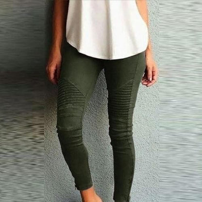 Color Elastic Waistband Slim Skinny Pencil Pant Trouser Leggings Stacked Pants for Skinny Pencil Pant