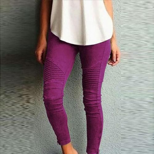 Color Elastic Waistband Slim Skinny Pencil Pant Trouser Leggings Stacked Pants for Skinny Pencil Pant