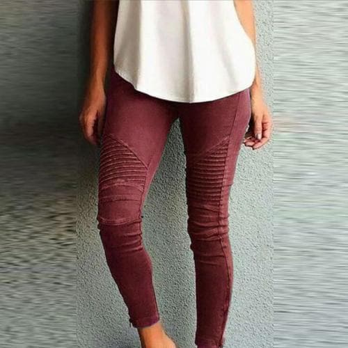 Color Elastic Waistband Slim Skinny Pencil Pant Trouser Leggings Stacked Pants for Skinny Pencil Pant