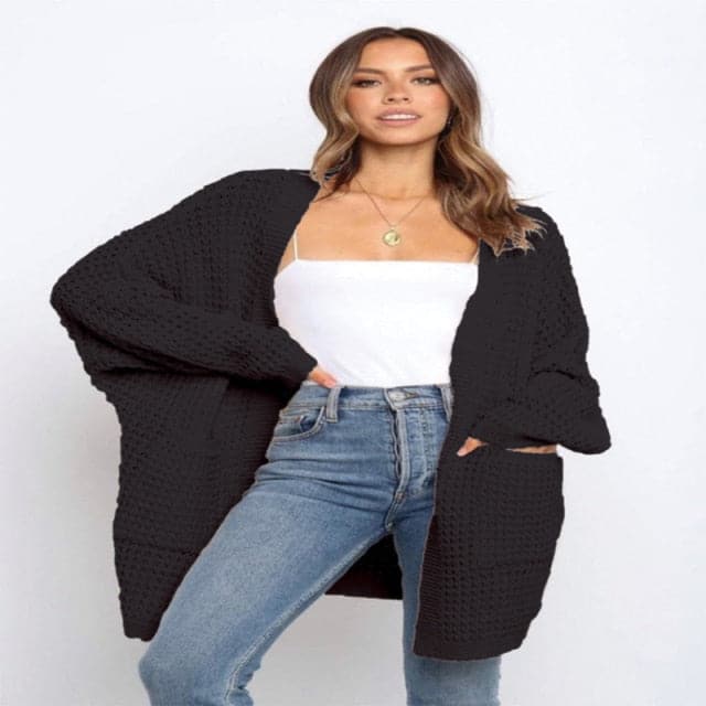 Dressbetty - Pockets Long Sleeve Loose Knitted Sweaters