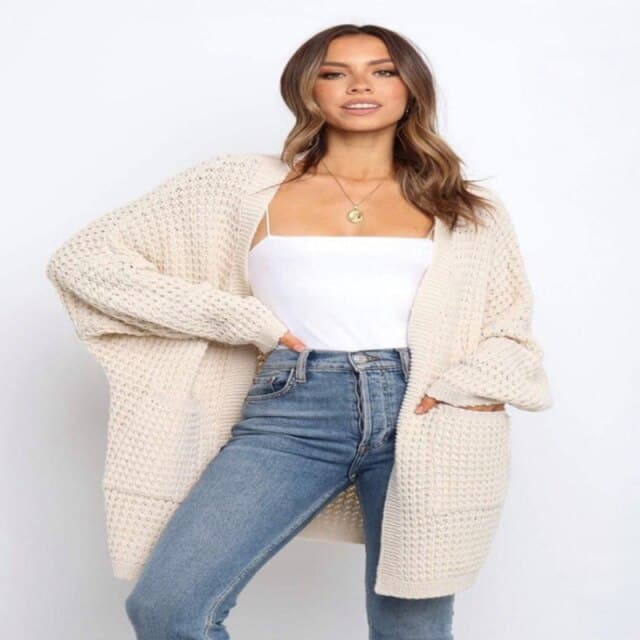 Dressbetty - Pockets Long Sleeve Loose Knitted Sweaters