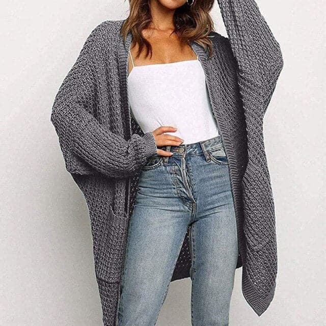 Dressbetty - Pockets Long Sleeve Loose Knitted Sweaters