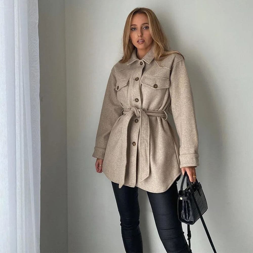 Dressbetty - Long Sleeves Belted Warm Thicken Coats