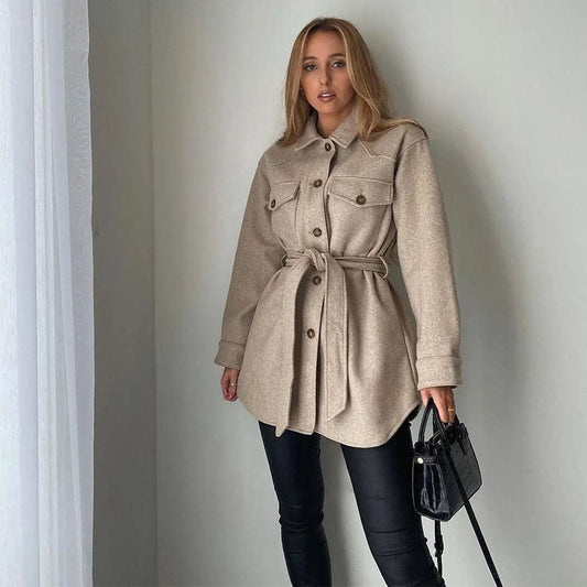 Dressbetty - Long Sleeves Belted Warm Thicken Coats