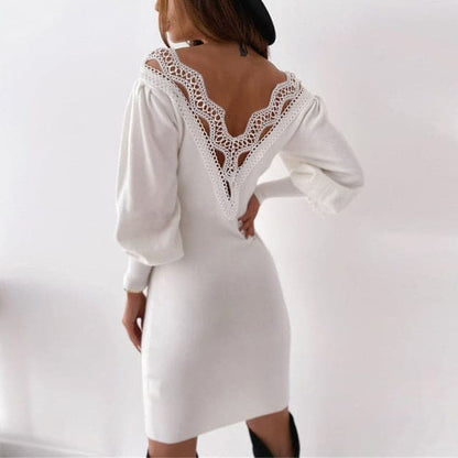 Dressbetty - Backless Knit Sleeveless Sweater Dress