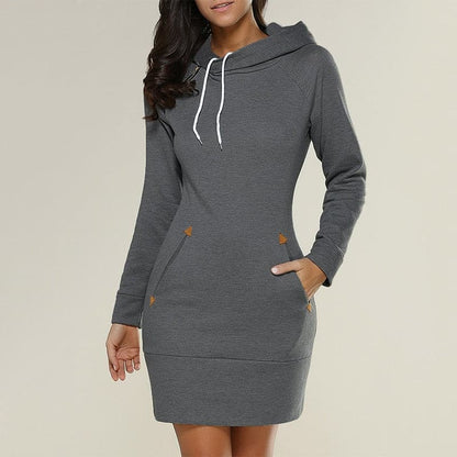 Spring Knee-length Dress Hooded Warm Sweatshirt