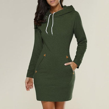 Spring Knee-length Dress Hooded Warm Sweatshirt