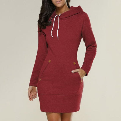 Spring Knee-length Dress Hooded Warm Sweatshirt