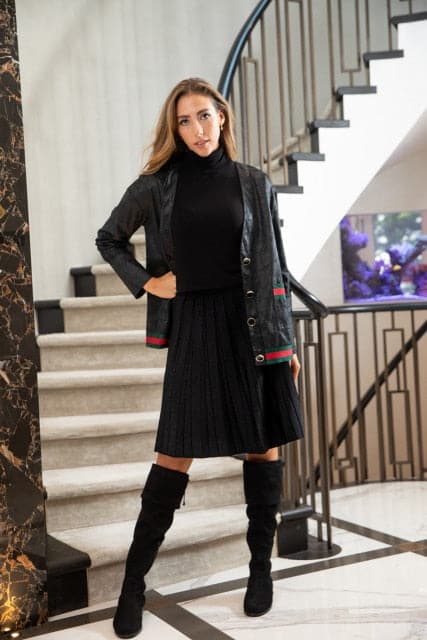 High Waist Knitted Pleated Skirts