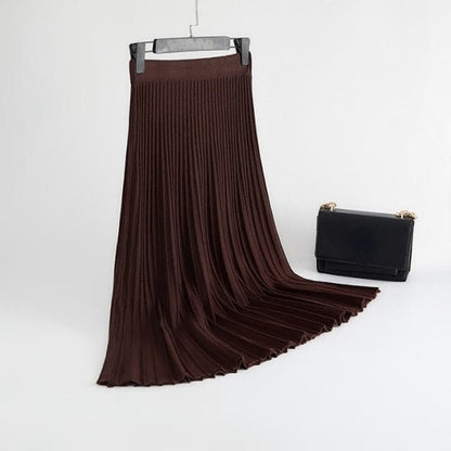 Rib Knitted Large Swing Maxi Long Skirts