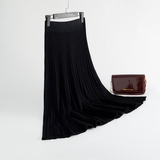 Rib Knitted Large Swing Maxi Long Skirts
