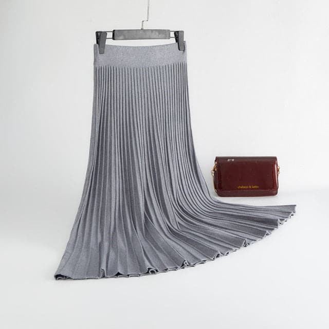 Rib Knitted Large Swing Maxi Long Skirts