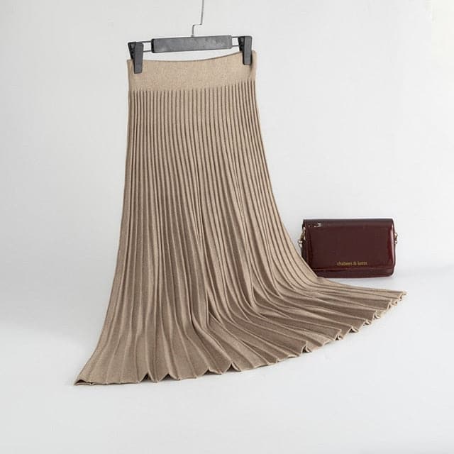 Rib Knitted Large Swing Maxi Long Skirts