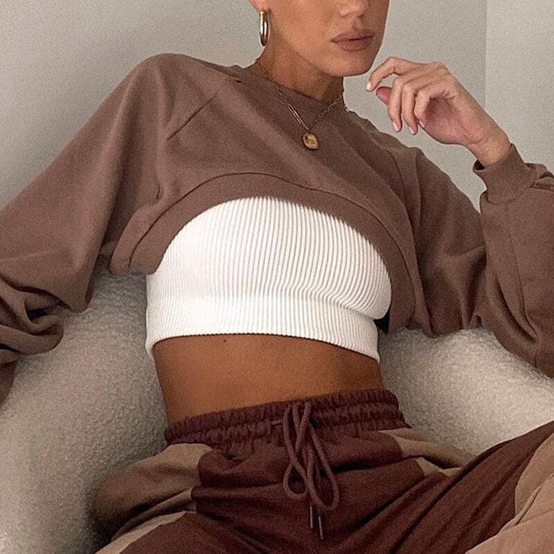 Dressbetty - Irregular Cut Out New O-neck Hoodies