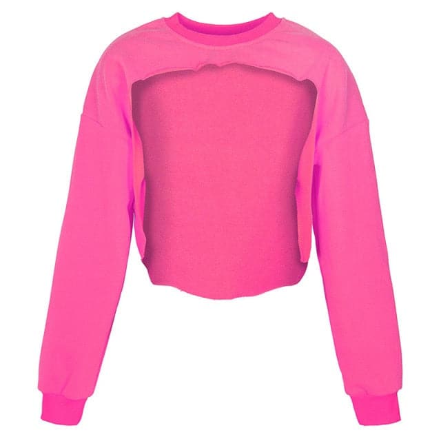 Dressbetty - Irregular Cut Out New O-neck Hoodies
