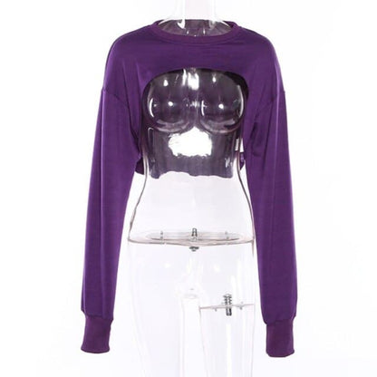 Dressbetty - Irregular Cut Out New O-neck Hoodies