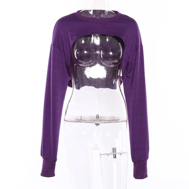 Dressbetty - Irregular Cut Out New O-neck Hoodies