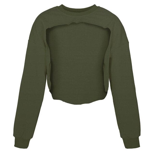 Dressbetty - Irregular Cut Out New O-neck Hoodies