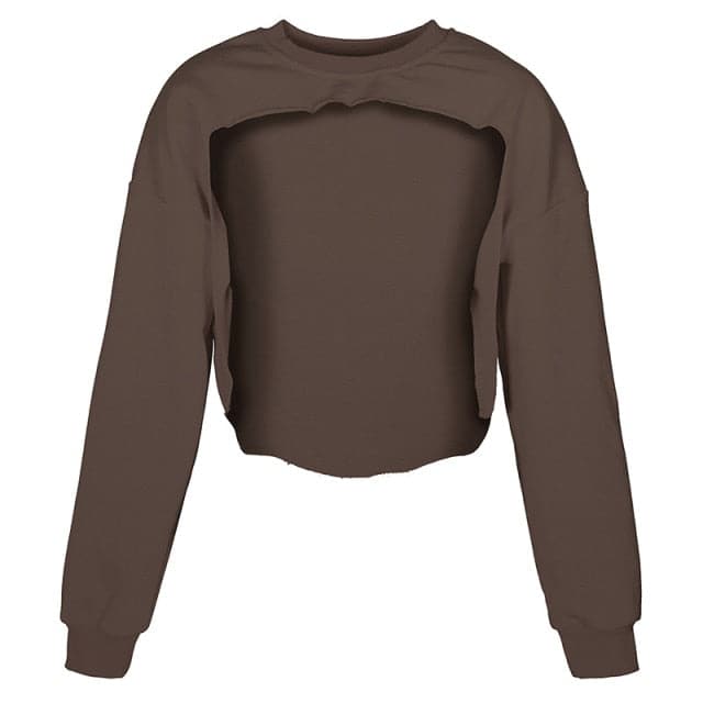 Dressbetty - Irregular Cut Out New O-neck Hoodies