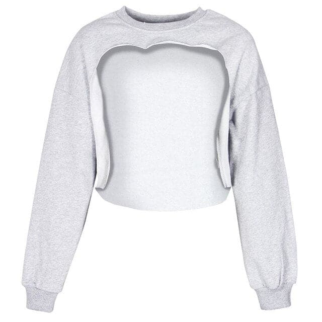 Dressbetty - Irregular Cut Out New O-neck Hoodies