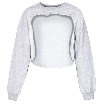Dressbetty - Irregular Cut Out New O-neck Hoodies