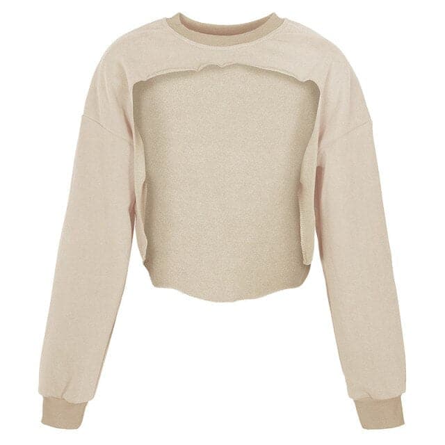 Dressbetty - Irregular Cut Out New O-neck Hoodies