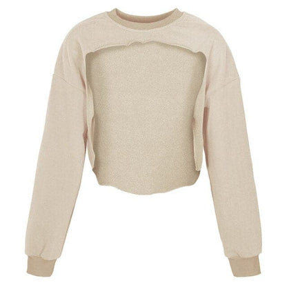 Dressbetty - Irregular Cut Out New O-neck Hoodies