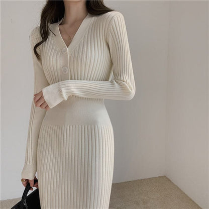 Dressbetty - Slim Knitted Long Sleeve Sweater Dresses