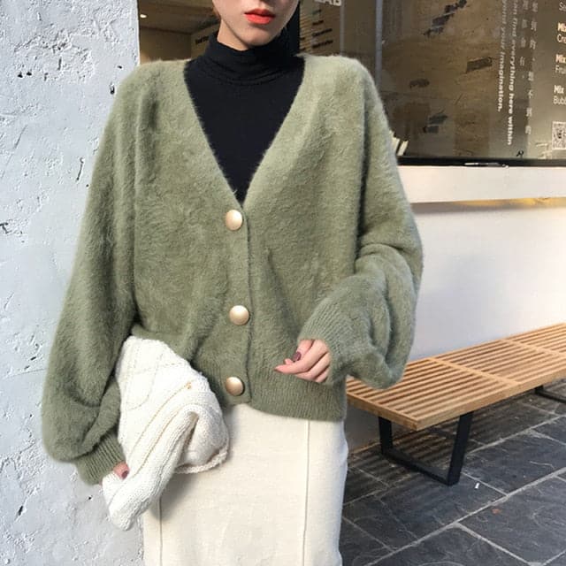 Dressbetty - V Neck Oversized Cardigan Sweaters
