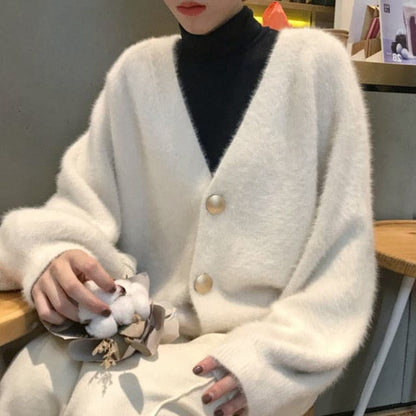 Dressbetty - V Neck Oversized Cardigan Sweaters