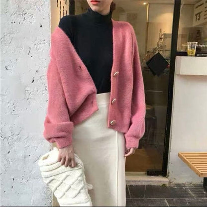 Dressbetty - V Neck Oversized Cardigan Sweaters