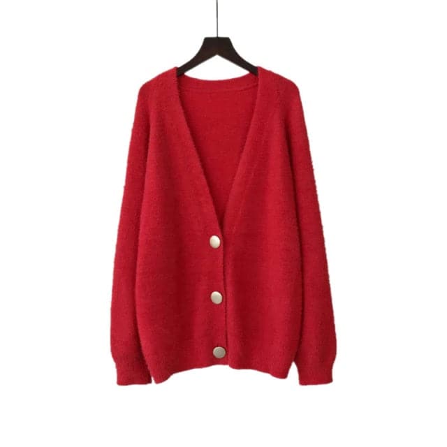 Dressbetty - V Neck Oversized Cardigan Sweaters