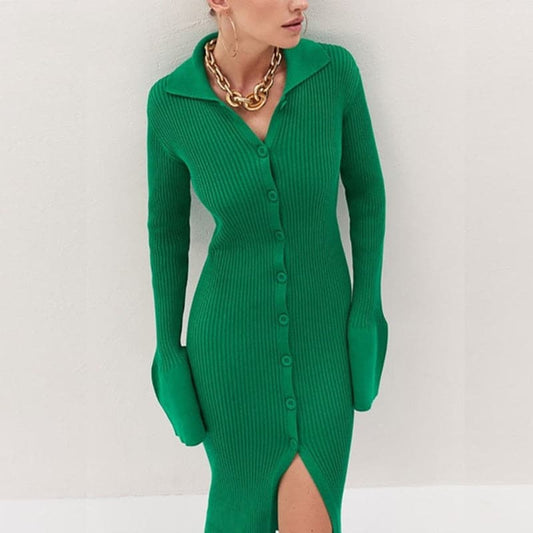 Dressbetty - Knitted V Neck Dress Sweater