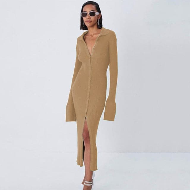 Dressbetty - Knitted V Neck Dress Sweater