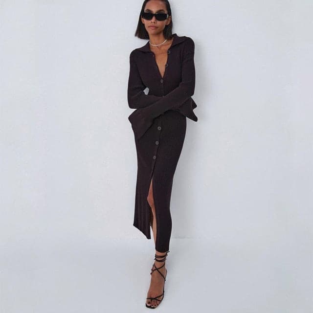 Dressbetty - Knitted V Neck Dress Sweater