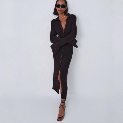Dressbetty - Knitted V Neck Dress Sweater