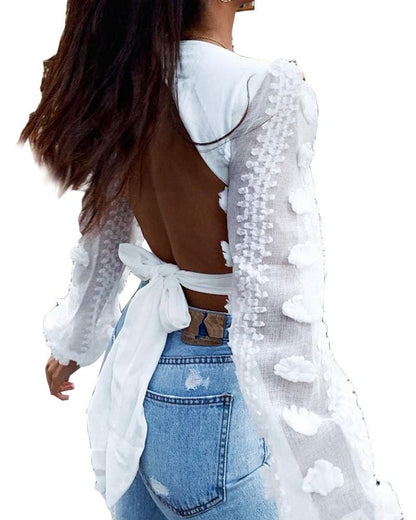 Lace Deep V-neck Vest T-shirt