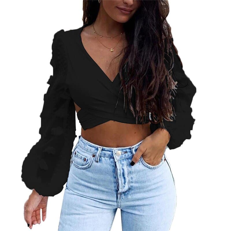 Lace Deep V-neck Vest T-shirt